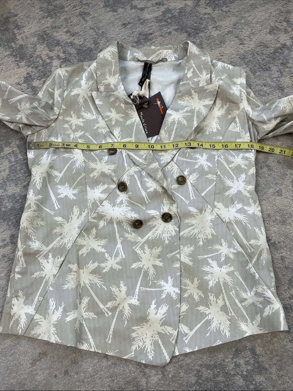 Manila Grace Double Breasted Palm Print Blazer Jacket Tropical Sz 44 - Picture 11 of 14